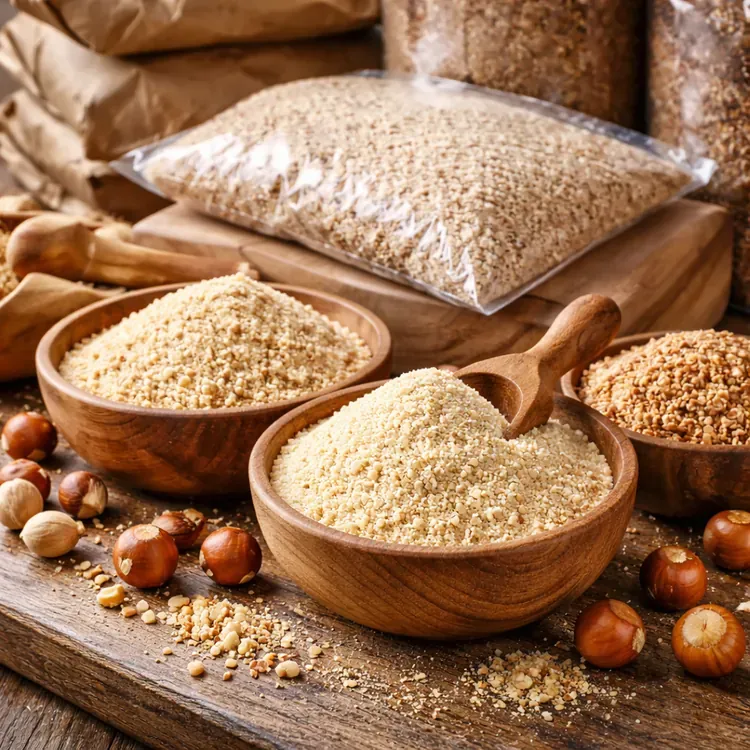 Ilustracja mąki / śruty z orzechów laskowych