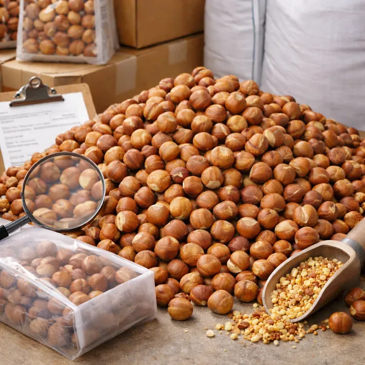 Ilustracja: naturalne jądra orzechów laskowych